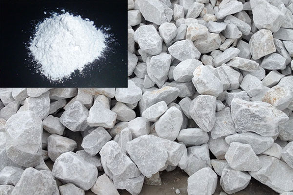 方解石礦石和加工成品對比圖